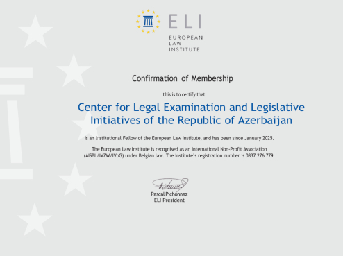 Hüquqi Ekspertiza və Qanunvericilik Təşəbbüsləri Mərkəzi Avropa Hüquq İnstitutunun institusional ...